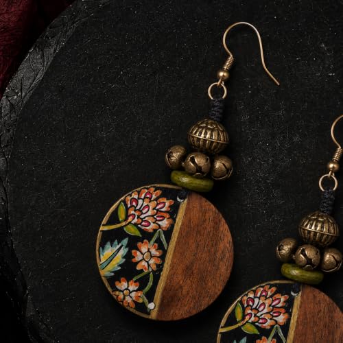 Image of Handcrafted Artistic & Tribal Earrings Collection for Women - Bohemian, Floral, Wooden & Ethnic Statement and Stud Designs