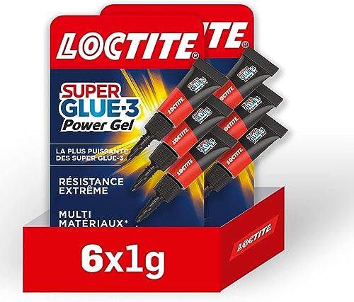 Loctite | Super Glue-3 Power Gel Mini Dose (lot de 6 tubes de 1 g) – Colle forte transparente enrichie en caoutchouc – Mini-dose de colle gel...
