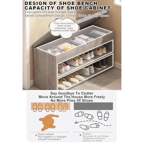 Banc porte-chaussures pour entrée facile à installer et compact - 5