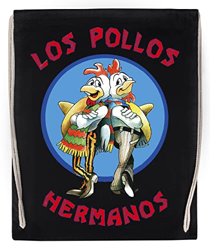 Breaking Bad Los Pollos Hermanos Negro Deporte Bolsa el Gimnasio Duradera Respetuosa con el medio ambiente Drawstring Gym Bag