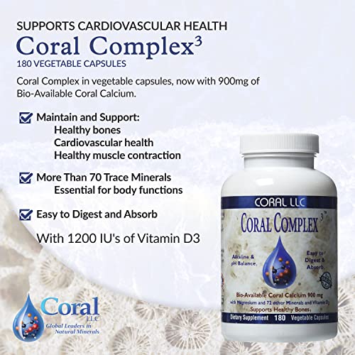 Coral Calcium - Coral Complex 3 900 Milligrams Of Bio-Available Coral Calcium With 1200 Iu's Of Vitamin D3 (180 Capsules) #TOP1