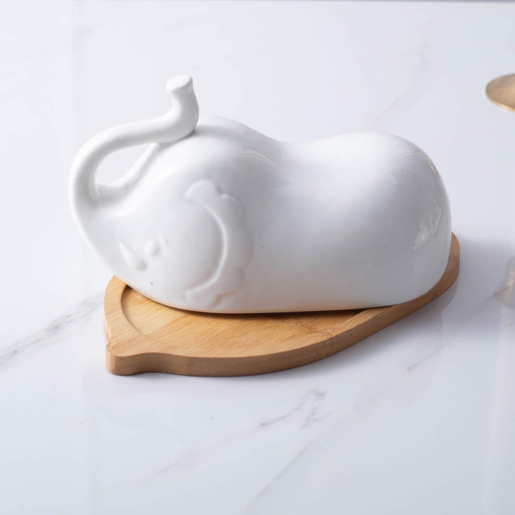 Beurrier en céramique avec plateau, boîte à beurre en forme d'éléphant, récipient à beurre en porcelaine, support à beurre, grand beurrier au lave-vaisselle, assiette à fruits