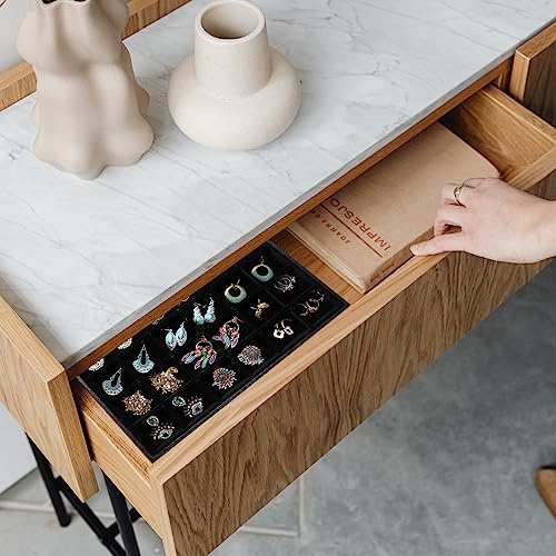 Image of Wudygirl Velevt Stackable 30 Grid Jewelry Tray Display Rings Bracelet Earring Necklace Jewelry Tray Showcase Display Organizer (30 Grid)