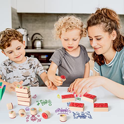 15Pcs Summer Ice-Cream Wooden Rubber Stamps For Crafting, Wood Rubber Stamp For Scrapbooking Diy Craft Card Stamps Pads Decorative Rubber Stamps Ink Pads For Kids Stamps Birthday Gift Card Making Kit #TOP5