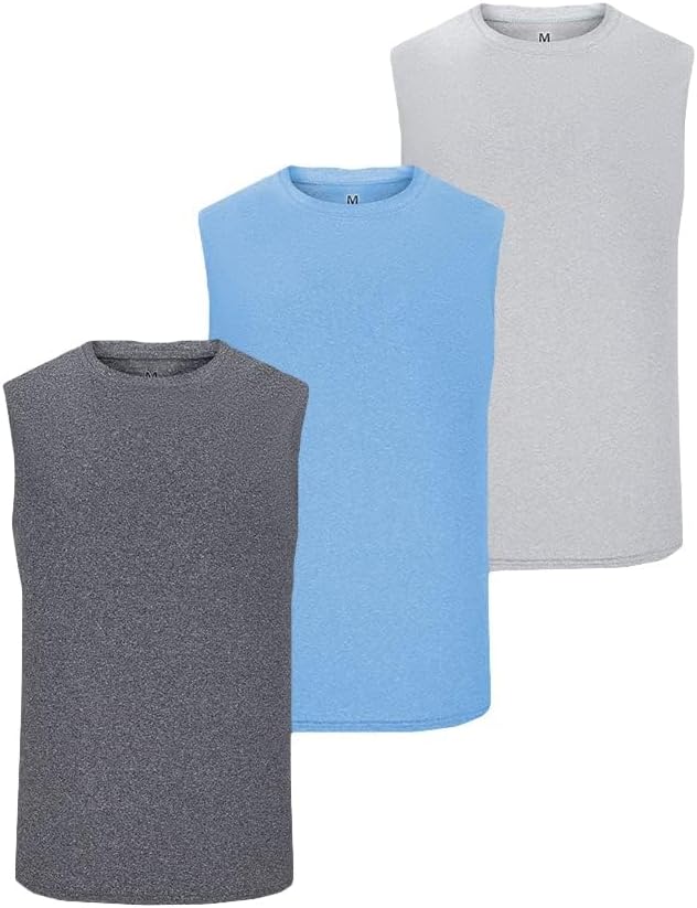 3 Pack Men's Workout Tank Top Dry Workout Sleeveless T-Shirt - Image 3