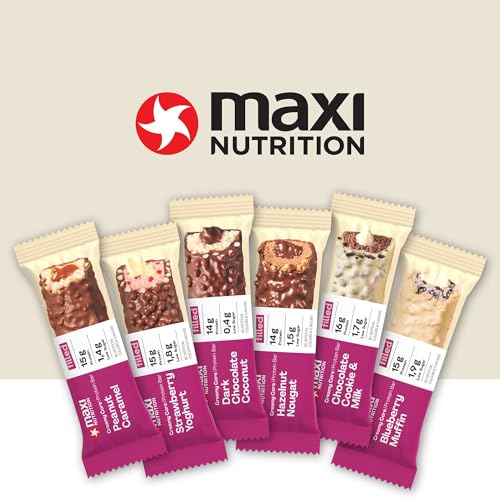 MaxiNutrition Creamy Core Bar Strawberry Yoghurt, 12x45g Protein-Riegel, 30% Eiweiß, 14g je Riegel, low Sugar (2,2 g), ohne Zuckerzusatz, ohne künstliche Aromen