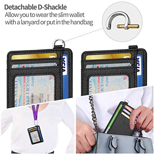 Image of Slim Credit Card Holder, 2 Pack RFID Blocking Wallets for Men & Women(Litchi Black & Ocean Blue)