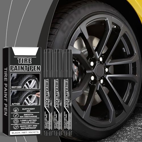 15Pcs Black Tire Paint Pen Quick Drying Water Black Marker Pen for Car Lettering and Scratch Repair Coating - 1