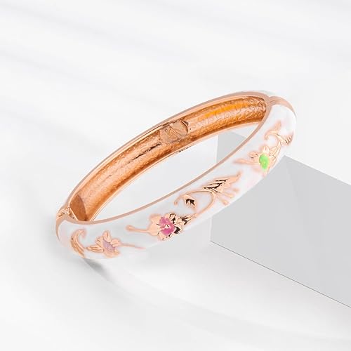 Miniatura 6 de UJOY Vintage Jewelry Cloisonne Artesanal Esmaltado Mariposa Flor Magnífica Rhinestone Oro Bisagra Brazalete Brazalete Brazaletes Regalos 88A09