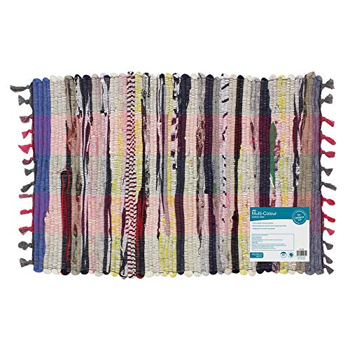 JVL Tapis Chindi Fait Main recyclé 40 x 40 x 60 cm, Multicolore