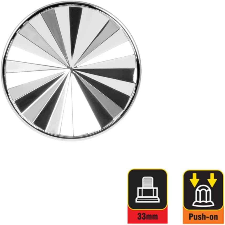 GG Grand General 10308SP 33 mm X 4-1/2 inch Chrome Plastic Concave Pinwheel Screw-On Lug Nut Cover, 10 Pcs