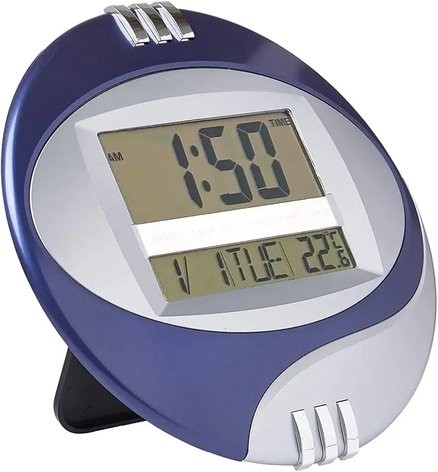 Relógio Digital Parede Mesa Despertador Redondo 26 cm Azul Escuro CBRN20072