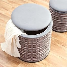 Bamboo Storage Pouf Ottoman...