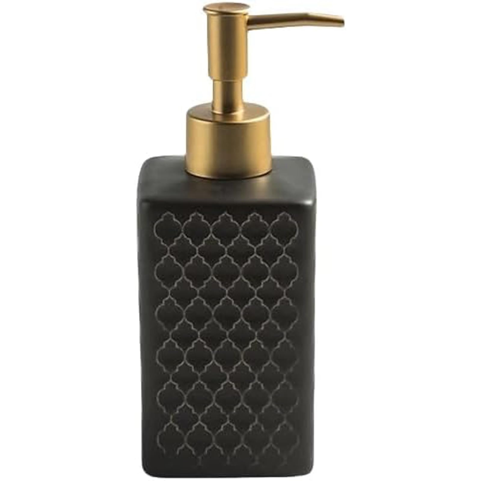 Kxaoxgrc Nero Glass Soap Lotion Dispenser Set, Ceramic Soap Dispenser Embossed Square Multicolor For Kitchen Counter Bathroom(Nero)
