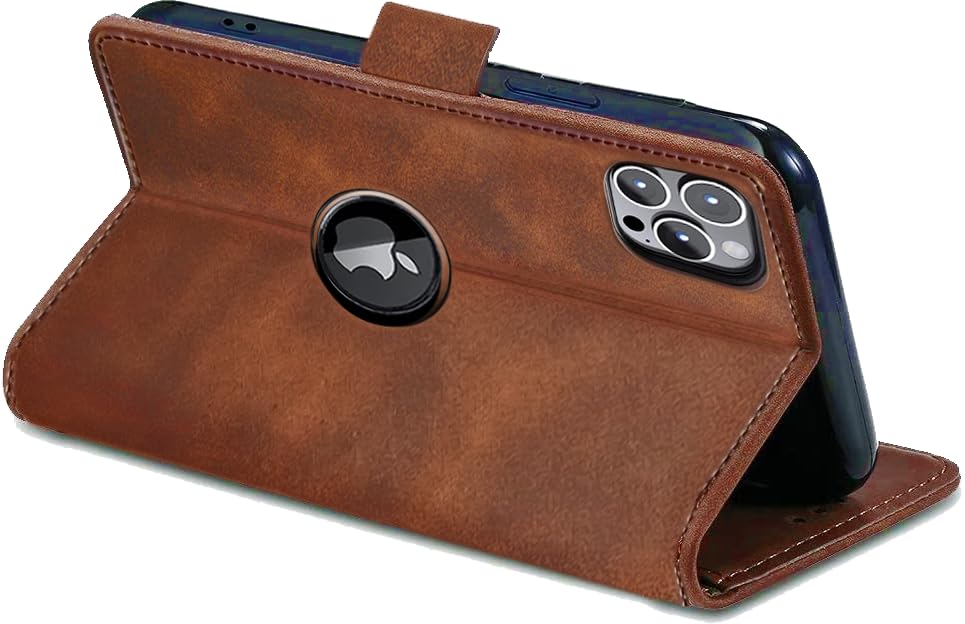 Image of Excelsior Flip Cover Compatible with iPhone 13 Pro Max | Premium PU Leather | 360 Degree Protection (Coffee)