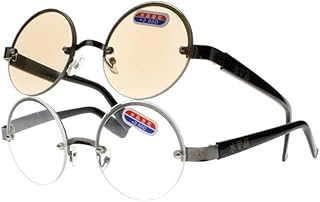 Newsight Retro Vintage Large Round Rimless Crystal Clear Tinted Lens Sunglasses Reading Glasses +1.0~+4.0 (All 2 Colors, 1.0)