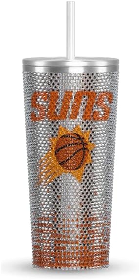 Hydrapeak x NBA Officially Licensed Phoenix Suns 25 oz Rhinestone Bling Tumbler with Straw Lid, Glitter Leakproof Stainless Steel Water Bottle - Image 2