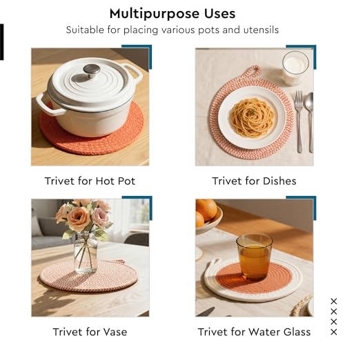 Image of Encasa XO Trivets for Hot Dishes, Heat Resistant Mat, Pot Holder Coral