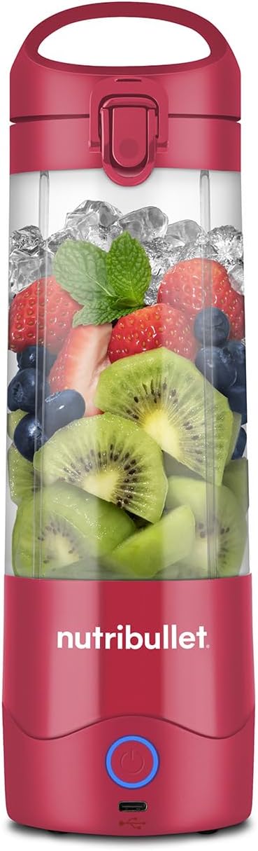 Portable Blender in Magenta - Powerful Extractor Blade, 475ml Cup, To-Go Lid, USB-C Charging Cable & User Guide - Delivers 15+ Blending Cycles - Healthy Shakes On The Move