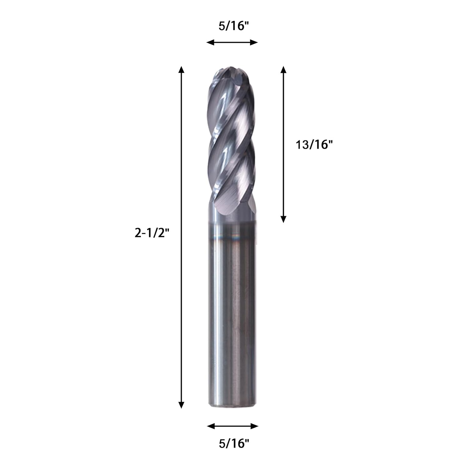 NZ 5/16" 4-Flute Ball Nose End Mill | CNC Milling Bits AlTiN Coated Carbide for Alloy Steel, Hardened Steel | 1-Pack