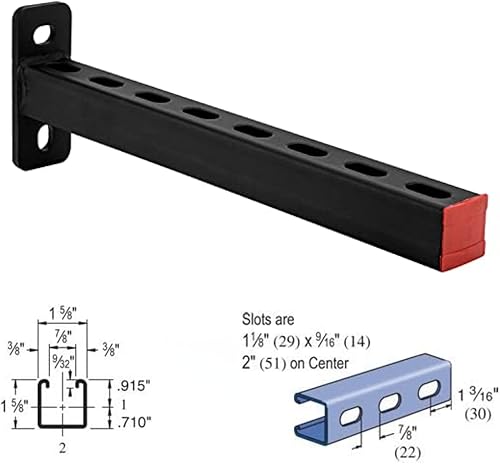 Miniatura 3 de Paquete de 2 soportes de estante de acero, recubrimiento en polvo negro, soporte de exhibición, proyectos de bricolaje, canal de puntal de metal