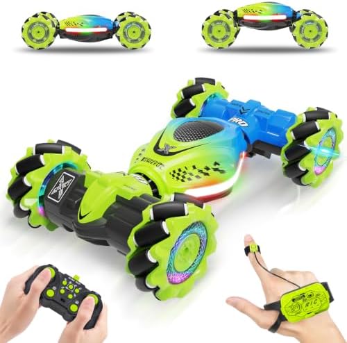 Dysaim Ferngesteuertes Auto RC Stunt Ferngesteuerte Auto mit Handsteuerung | 2,4 GHz 4WD 360° Drehung Crawler Offroad 2 Akku Weihnachten Geschenk Spielzeug für Junge Mädchen ab 6 7