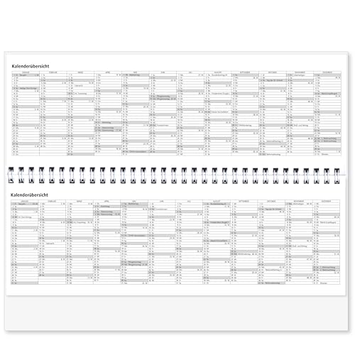 Bürokalender quer 2026 Welle bunt Spiralkalender Schreibtischkalender Tischquerkalender Tischkalender quer Sonn- und Feiertage Rot 1 Woche je 1 Seite 64 Seiten