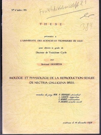 Biologie et Physiologie de la Reproduction Sexuee de Nectria