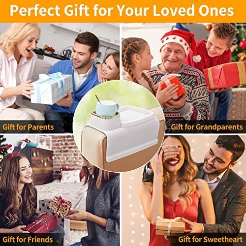 Couch Cup Holder, Silicone Anti-Spill and Anti-Slip Cup Holder for Couch, Portable Sofa Armrest Tray Couch Drink Holder, Gift for Mom, Dad, Grandma, Grandpa (Beige) (Beige) - Image 3