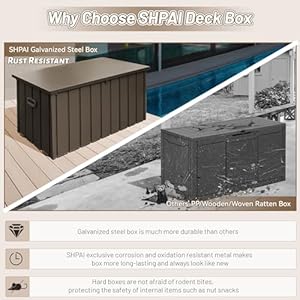 Waterproof Outdoor Storage Box Metal, 120 Gallon Deck Box, Large Outside Storage Bench Lockable, Indoor Storage Bin Container for Patio Cushions, Gardening Tools, Backyard, Porch, Brown Waterproof Outdoor Storage Box Metal 120 Gallon Deck Box Large Outside Storage Bench Lockable Indoor Storage Bin Container for Patio Cushions Gardening Tools Backyard Porch Brown