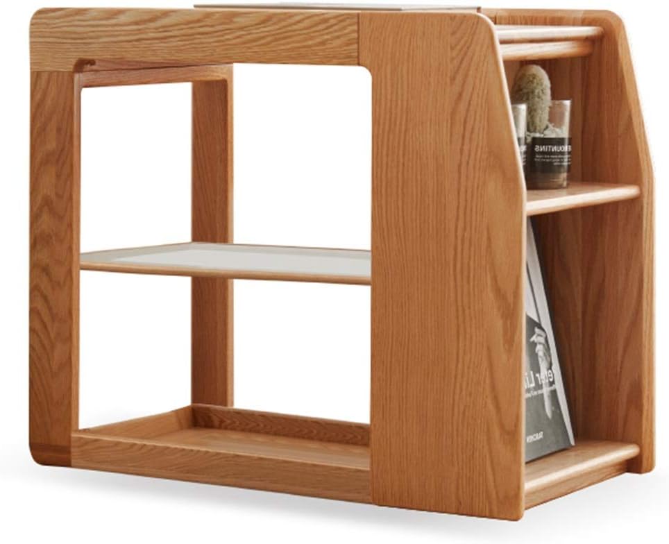 Telephone Tables Bedside Table All Solid Wood Side Table Creative Corner Table Oak Furniture Small Bridge with partition Storage Cabinet (Color : Wood Color, Size : 623553CM) : Home & Kitchen