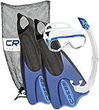 Diseño italiano Cressi Elastic - Pack Snorkel Mascara e Aletas, Color Azul, Talla S/M