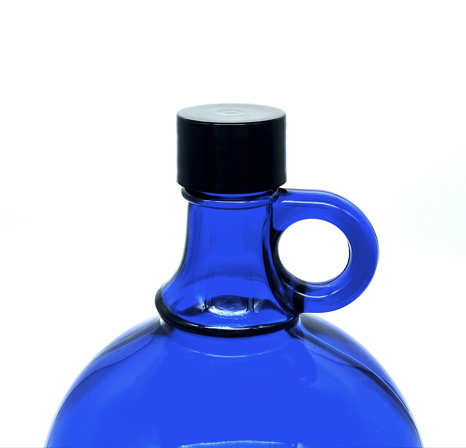Glasballon blau 2 Liter, Henkelflasche aus Blauglas inkl. Handschraubverschluss PP31,5 (7)
