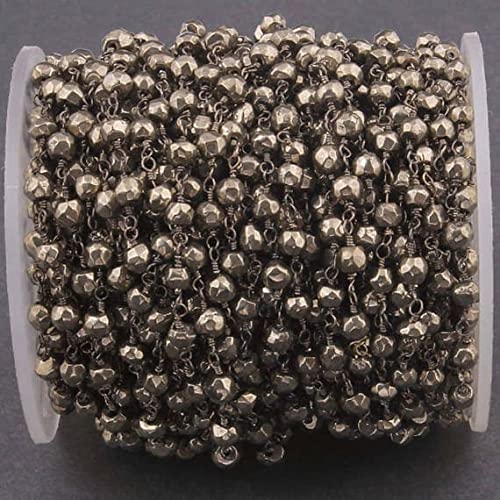 Chaîne en pyrite naturelle perles montées sur fil noir LKBEADS pour bijoux DIY