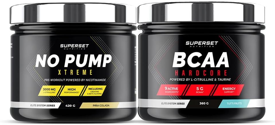 Superset Nutrition – Intensief trainingsprogramma – BCAA Hardcore Tutti Frutti – No Pump Xtreme Pina Colada Superset Nutrition – Intensief trainingsprogramma – BCAA Hardcore Tutti Frutti – No Pump Xtreme Pina Colada