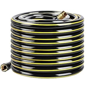 Solution4Patio Homes Garden Hose No Kink 3/4 in. x 25 ft. Black Water Hose, No Leaking, Heavy Duty, High Water Pressure, Male/Female Brass Fittings 12 Year Warranty #G-H165B09, No DOP, ECO-friendly