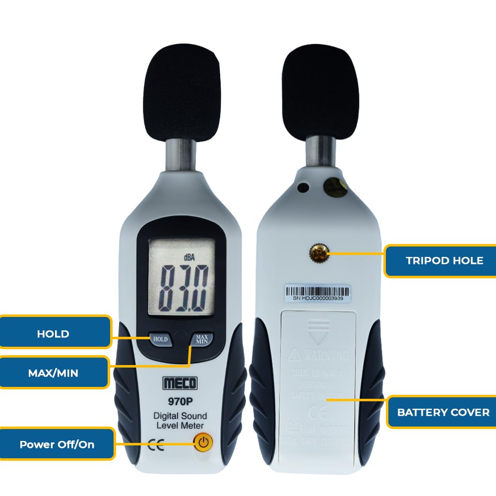 *Envío el mismo día* Sonómetro digital | Dispositivo profesional de medición de ruido Clase 1 | Decibelímetro portátil para pruebas industriales y ambientales Modelo: 970P
