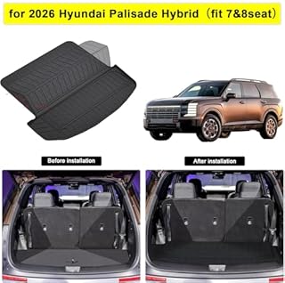 Floor Mats for 2026 Hyundai Palisade Hybrid Accessories, fit SEL、SEL Premium、Limited、Calligraphy, Cargo Mat Custom TPE All Weather Protection Full Coverage Trunk Liner & Floor Liner for Palisade