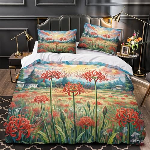 Housse de couette 3D Manjusaka 200x200 linge de lit microfibre ado double - 4