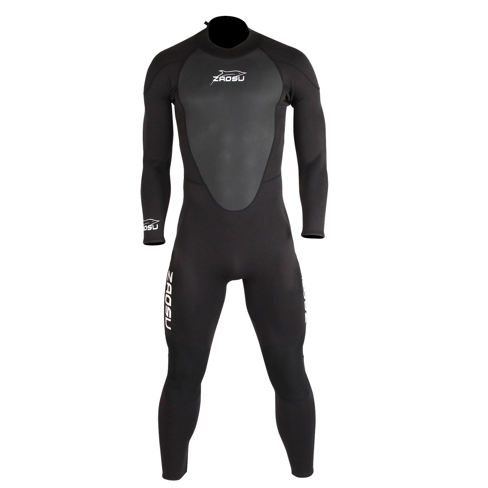 ZAOSU Neopren Fullsuit Aqua Essential | 3 mm Neopren - Schwarzer Freiwasser Neoprenanzug, Rückenreißverschluss, SUP, Schnorcheln, Surfen, Tauchen, Schwimmen