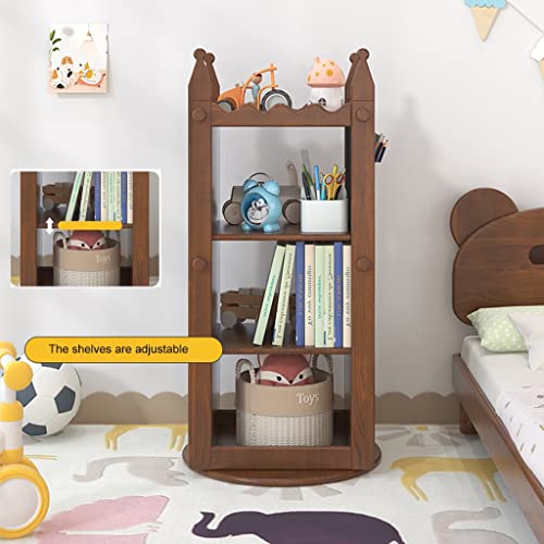 Children's Bookshelf, 360° Rotating Bookcase, Stimulate Children's Interest In Reading, 4 Tier Stackable Floor Standing Toy Rack (Color : A, Size : 60 * 60 * 128Cm) #TOP5