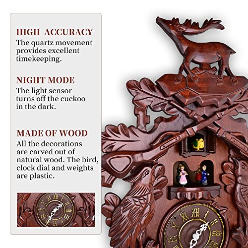 Kendal Cuckoo Clock Large Vintage Deer Handcrafted Wood Cuckoo Clock MX226C - Image 5