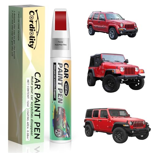 Image of Car Touch Up Paint Flame Red(PR4 /TR4) for Jeep, Color Accurate Car Scratch Repair Remover Pen Fix Auto Paint Chips and Nicks