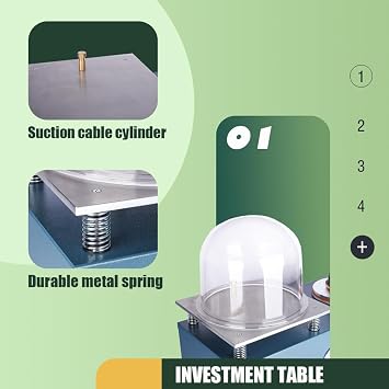 375W Vacuum Investing Casting Machine, 2L Vacuum Casting Machine, 3 CFM Lost Wax Cast Combination 2L with a 9 x 8 Bell Jar for Jewelry Processing Factories and Artwork To Make High-densit Jewelry