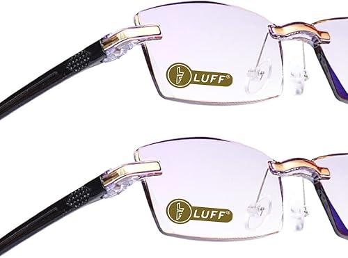 LUFF Gafas de lectura HD anti-azul diamante corte borde sin marco gafas de lectura para hombre