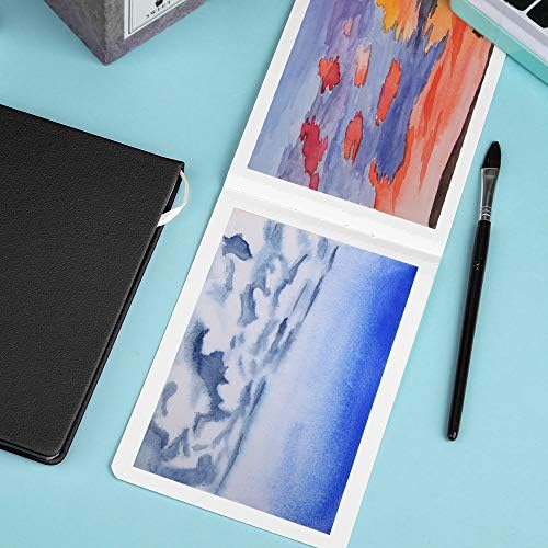 Paul Rubens Watercolour Paper 100% Cotton Hot Pressed Watercolour Book for Beginners and Artists 300gsm 20 Sheets 64K Black A6