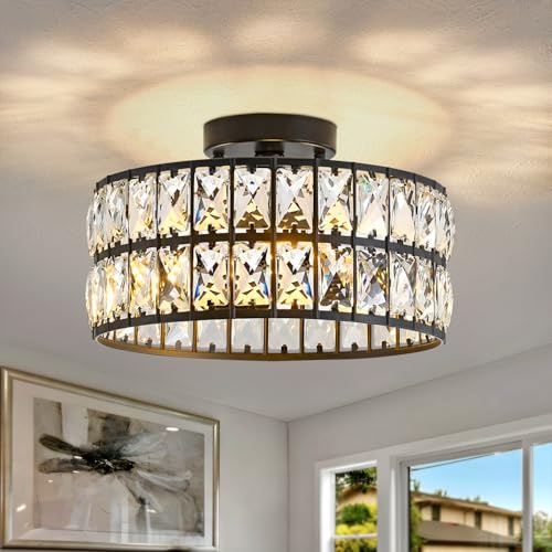 HuixuTe 3-Light Black Modern Crystal Bedroom Light Fixtures Ceiling - image 1