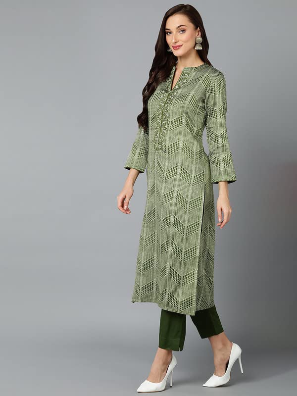 Image of Vaamsi Women's Cotton Blend Printed Straight Kurta Pant With Dupatta Set