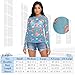 Cartoon Pig Star Blue See Through Tops for Women Mesh Sheer Tops Long Sleeve Women Blouse Zipper Handle Camping Beach Swimming Pool Size M