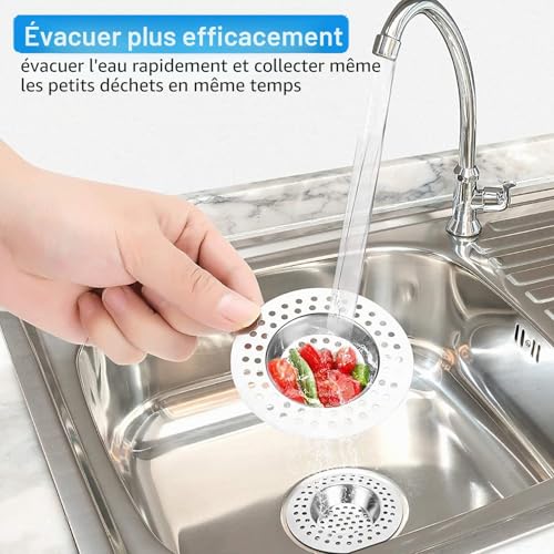 Tomario Lot de 2 bondes d'évier de cuisine en acier inoxydable - Protection standard - Pour salle de bain, cuisine, douche (diamètre extérieur 7,5 cm, diamètre intérieur 3,6 cm) – vue 4